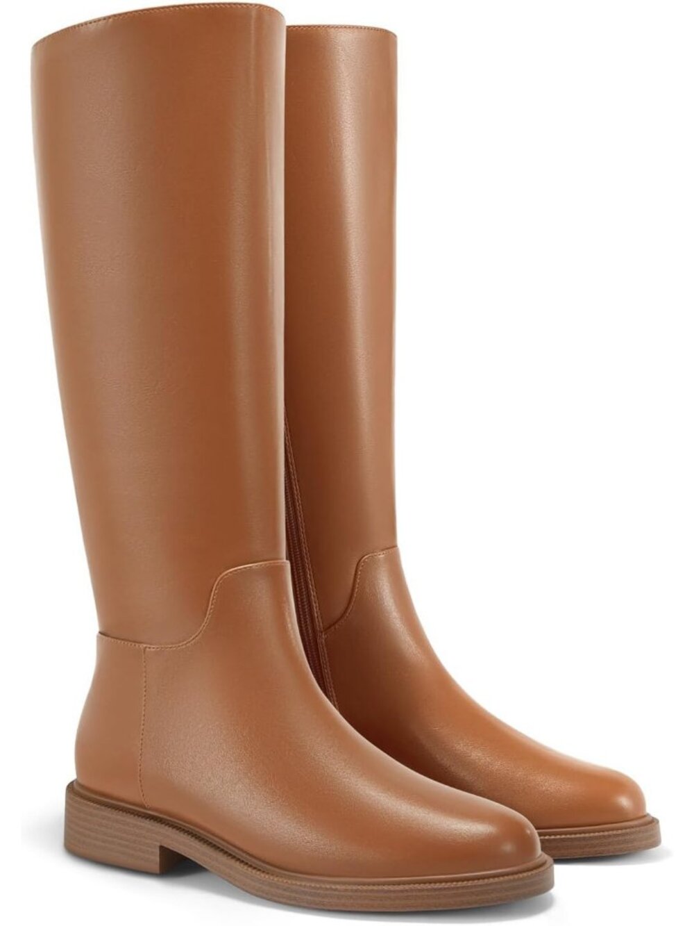 Women's Brown Suede Closed Round Toe Side Zipper Chunky Low Heel Casual Boots
